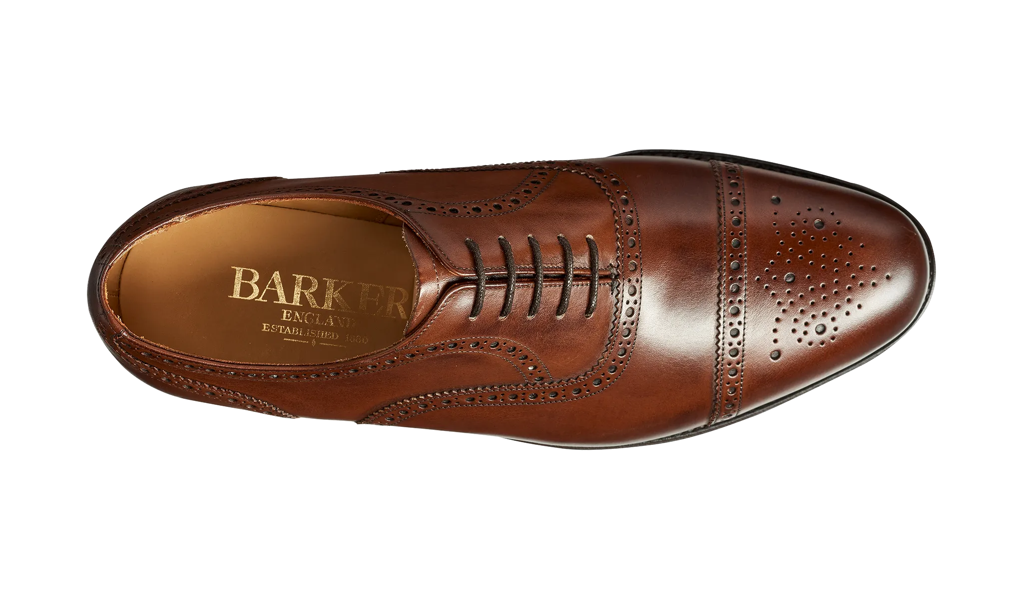 Barker Mirfield Oxford Semi Brogue Shoe - Dark Walnut Calf