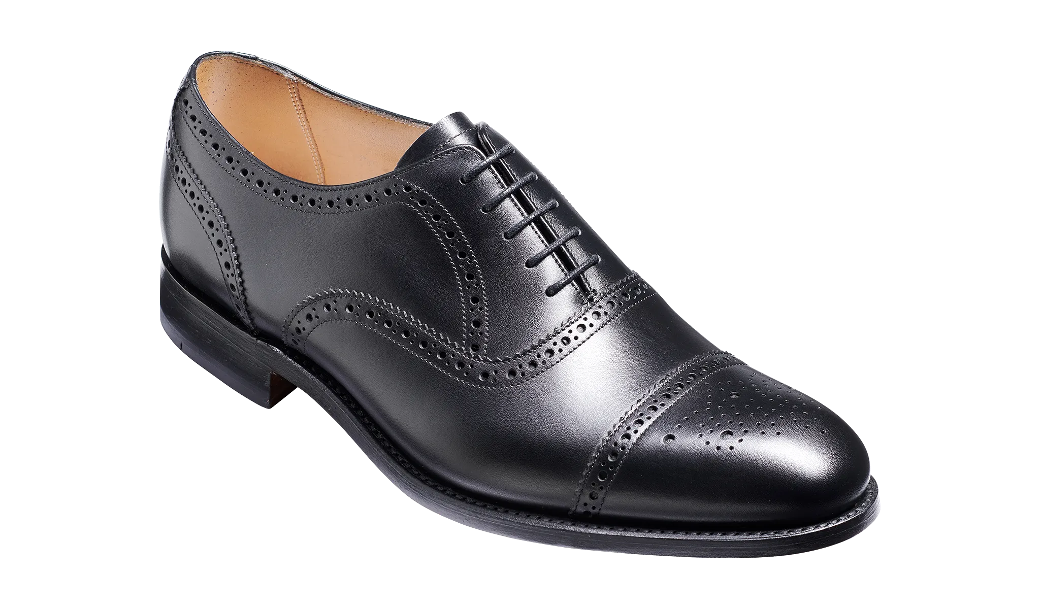 Barker Mirfield Oxford Semi Brogue Shoe -Black Calf