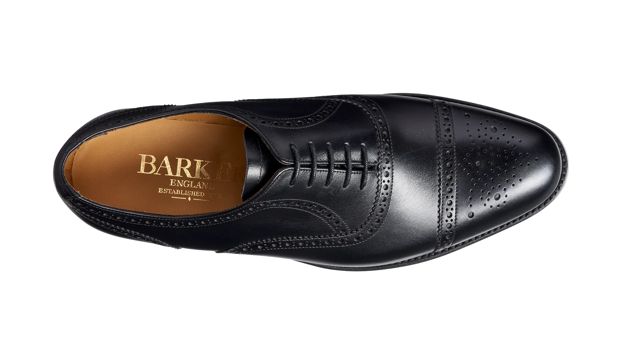 Barker Mirfield Oxford Semi Brogue Shoe -Black Calf