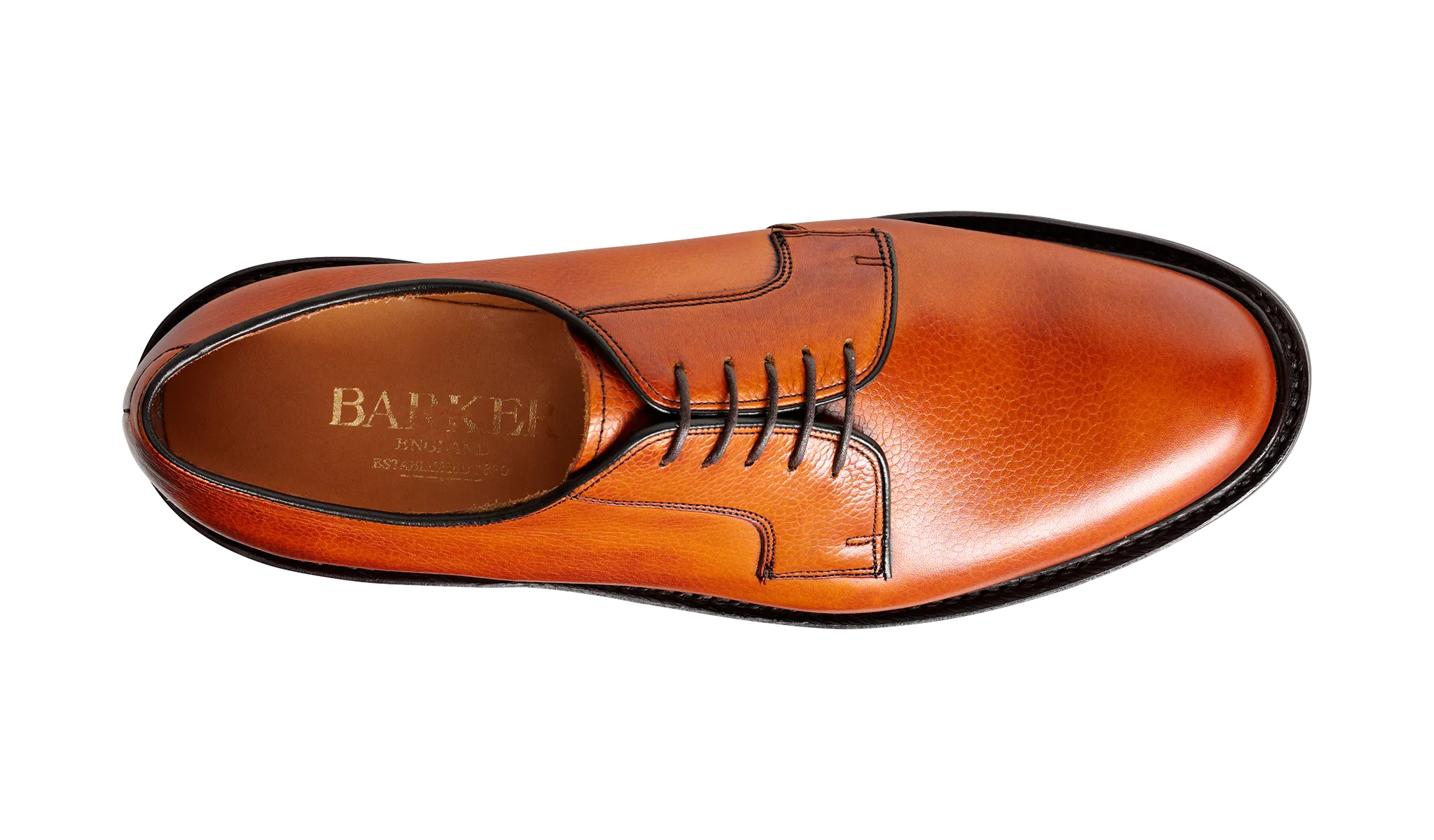 Barker Nairn Derby Grain Leather Shoe-  Cedar Grain