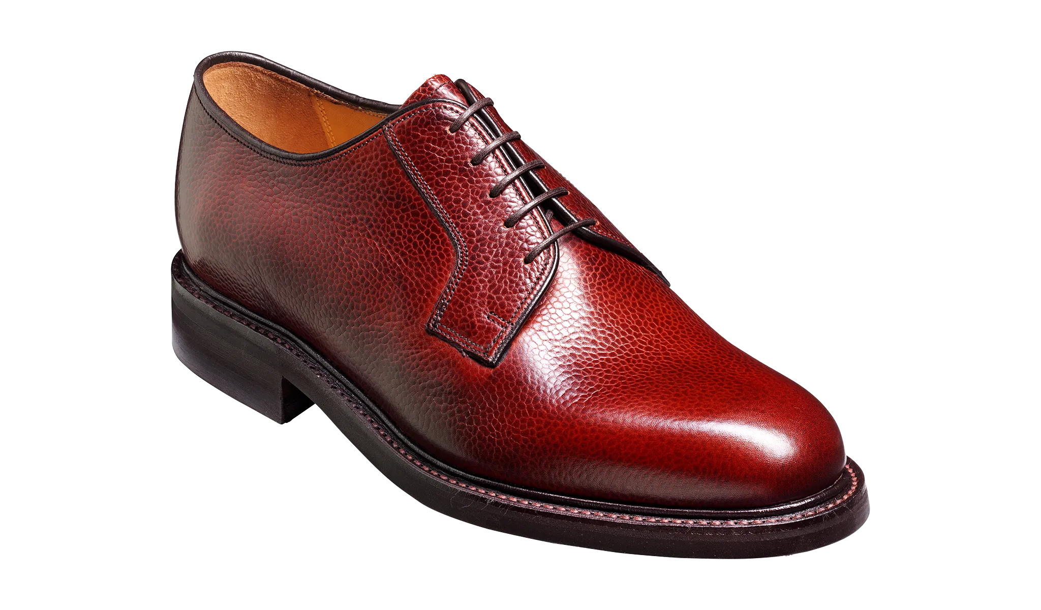 Barker Nairn Derby Grain Leather Shoe-  Cherry Grain