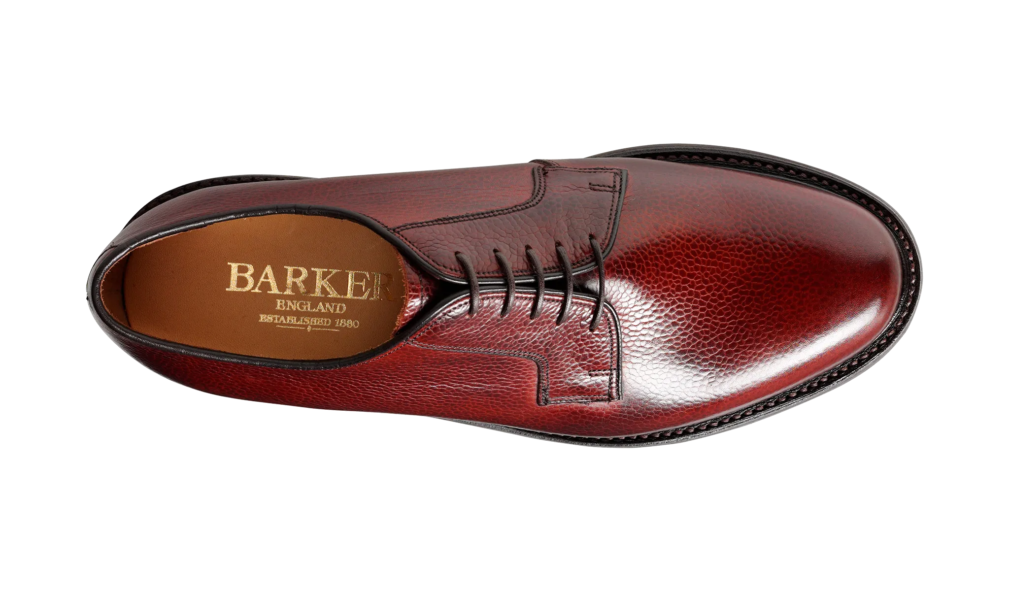 Barker Nairn Derby Grain Leather Shoe-  Cherry Grain