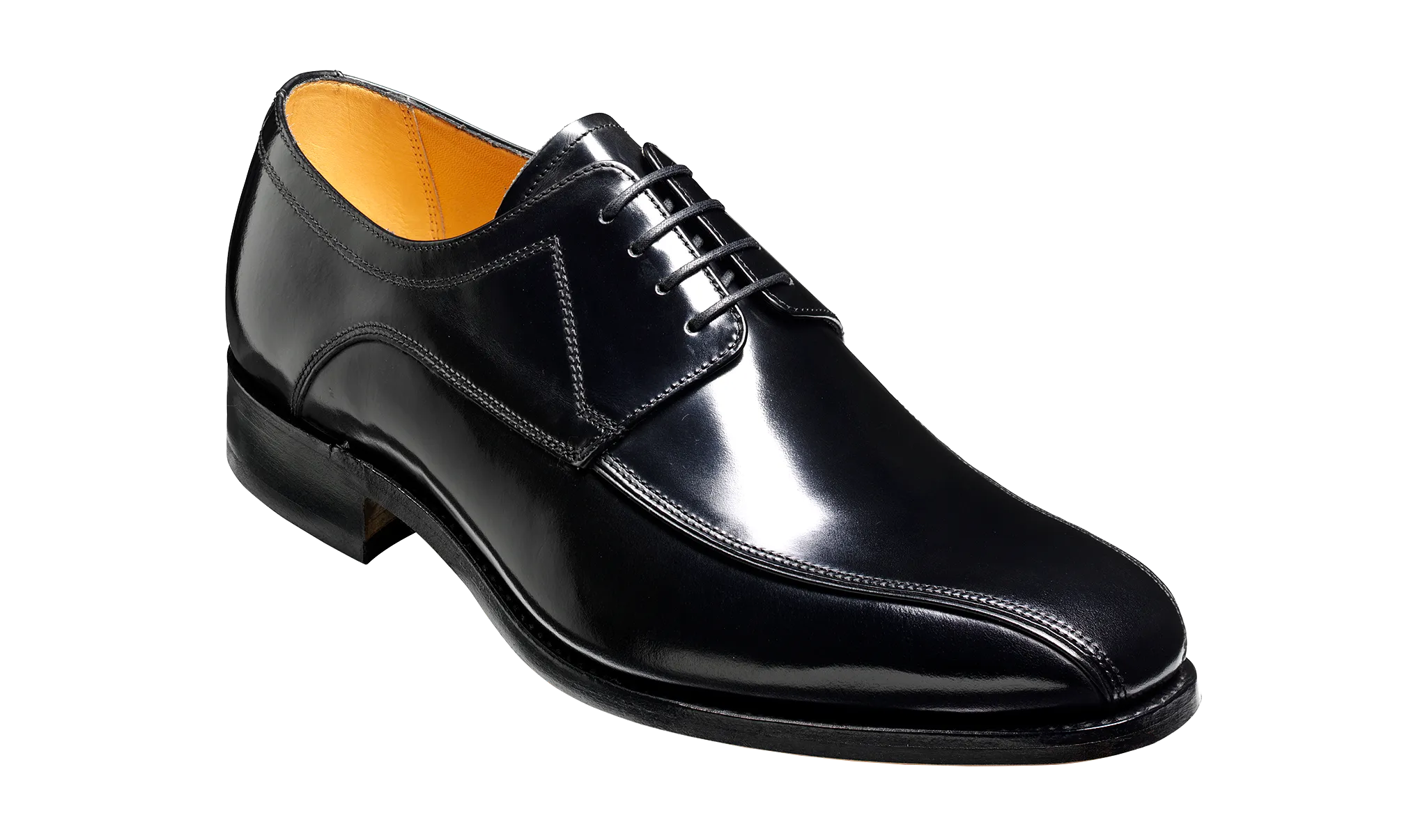 Barker Newbury  Chiselled Tramline Derby Shoe - Hi Shine Black