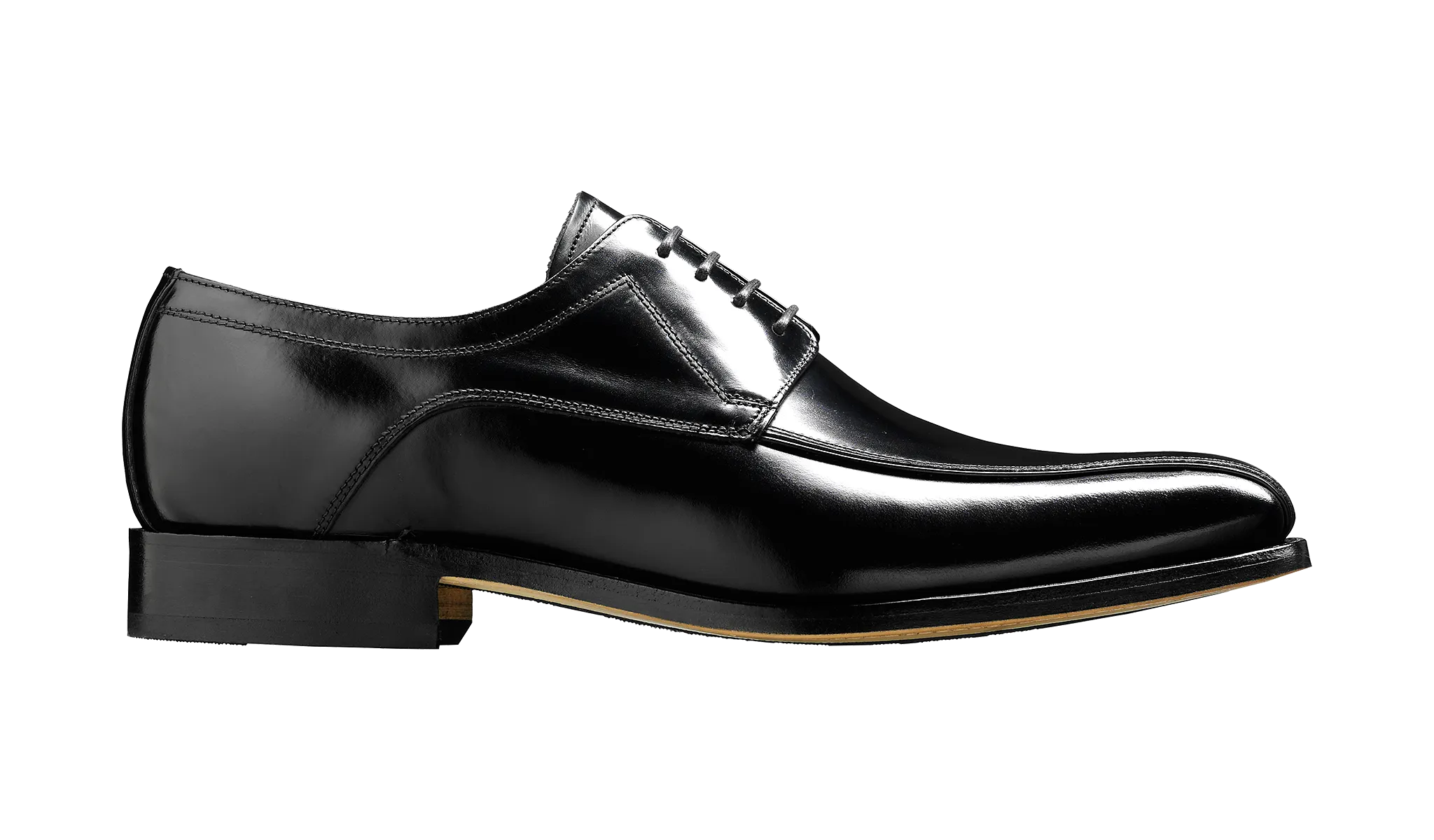 Barker Newbury  Chiselled Tramline Derby Shoe - Hi Shine Black