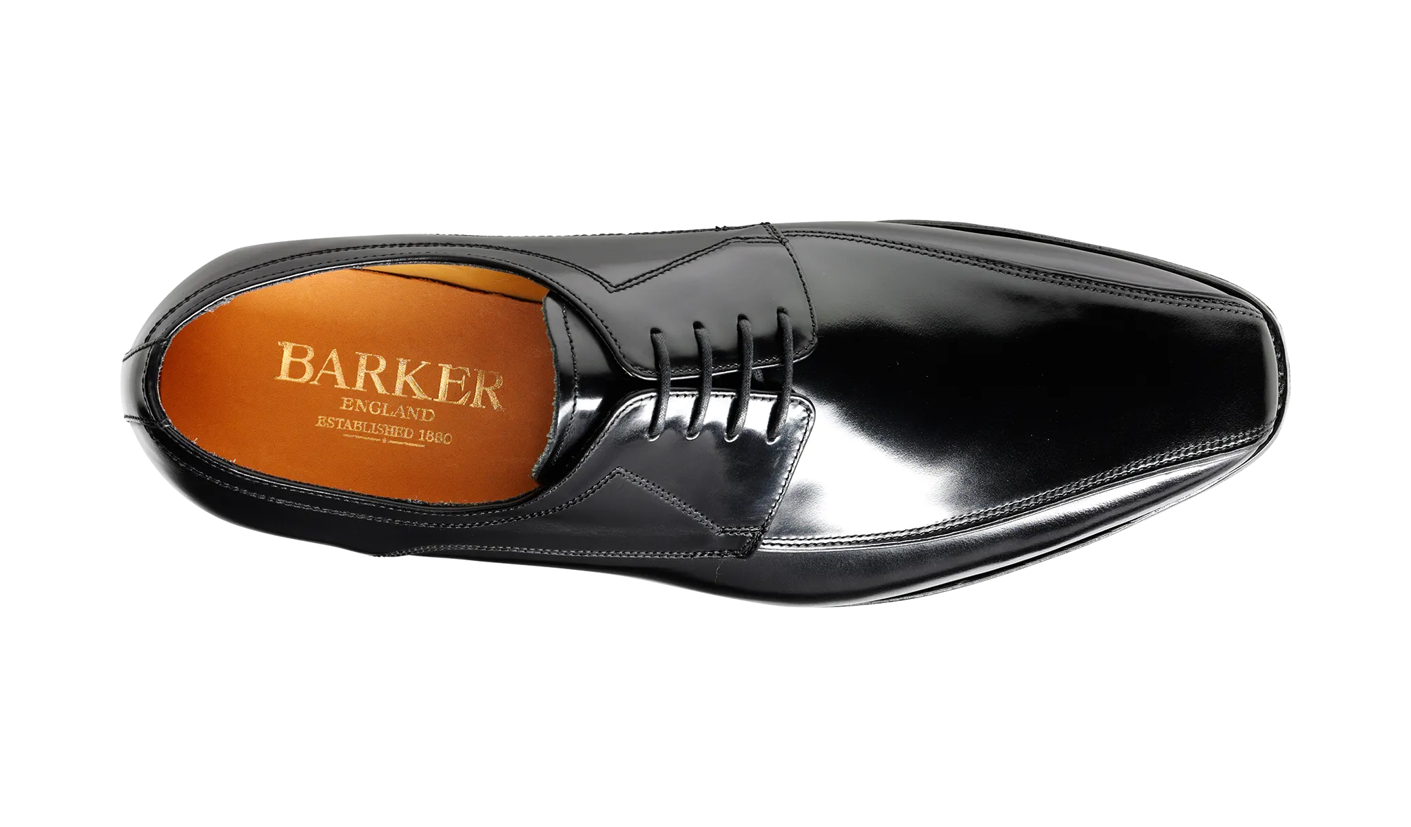 Barker Newbury  Chiselled Tramline Derby Shoe - Hi Shine Black