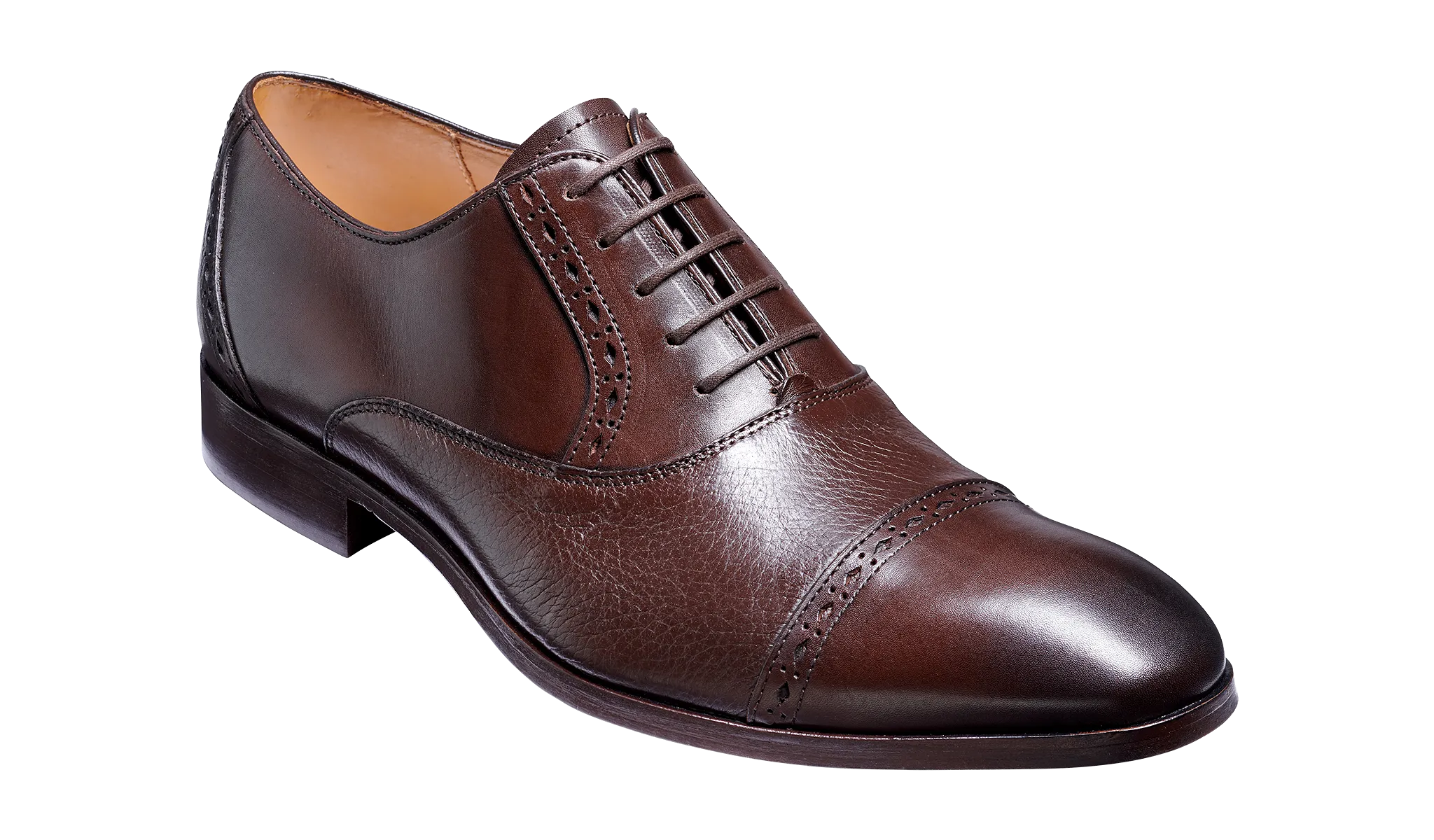 Barker Ramsgate Toe-Cap Oxford Shoe - Dark Walnut / Dark Brown Derskin