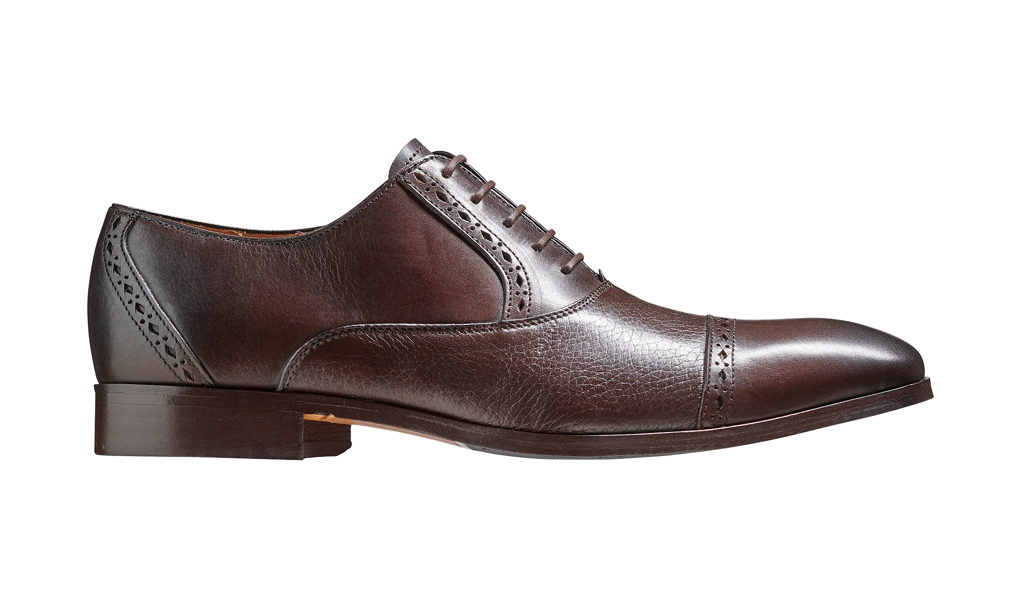 Barker Ramsgate Toe-Cap Oxford Shoe - Dark Walnut / Dark Brown Derskin