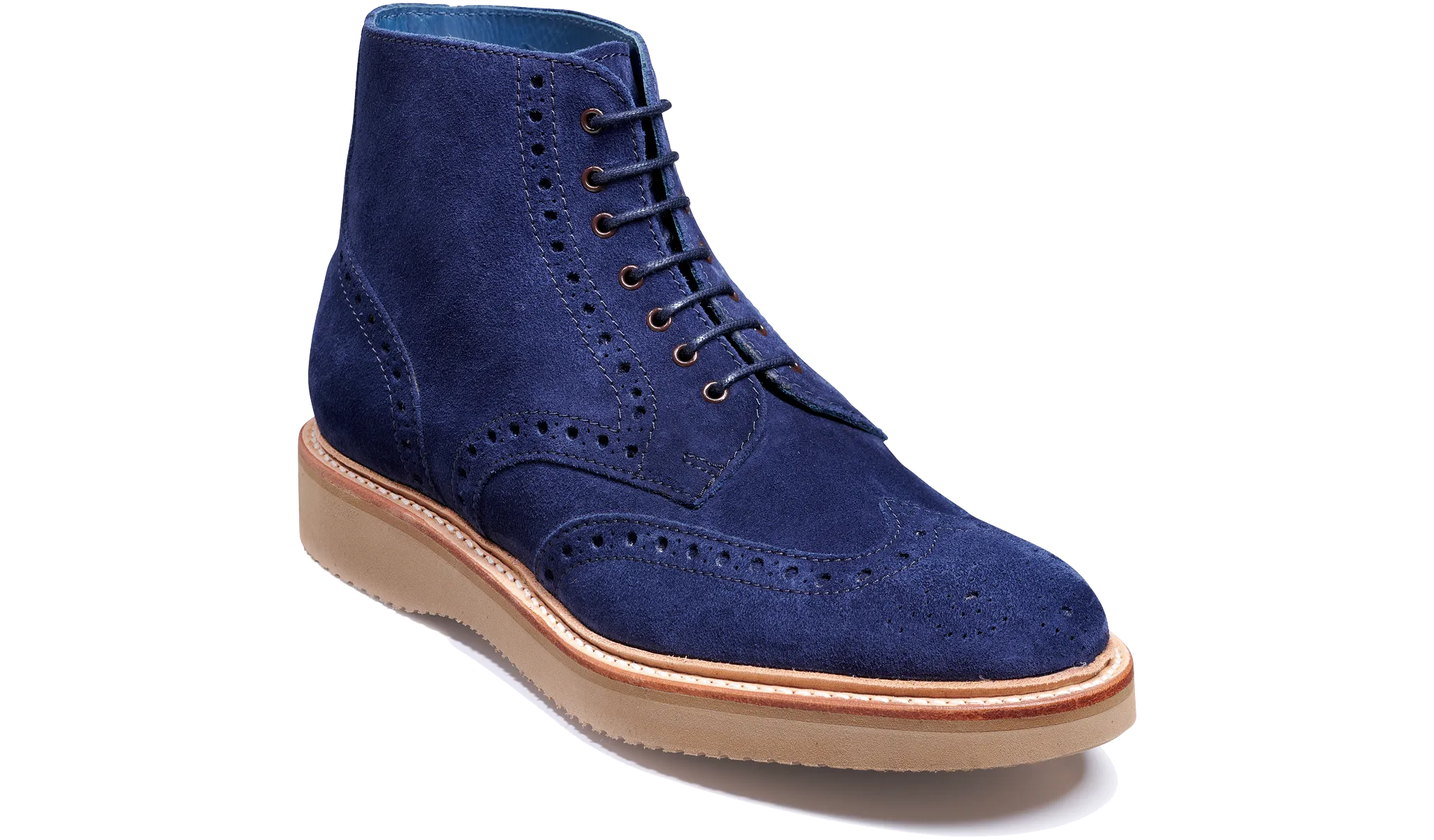 Barker Terry Brogue Boot -Navy Suede