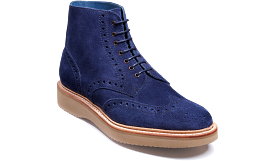 Barker Terry Brogue Boot -Navy Suede