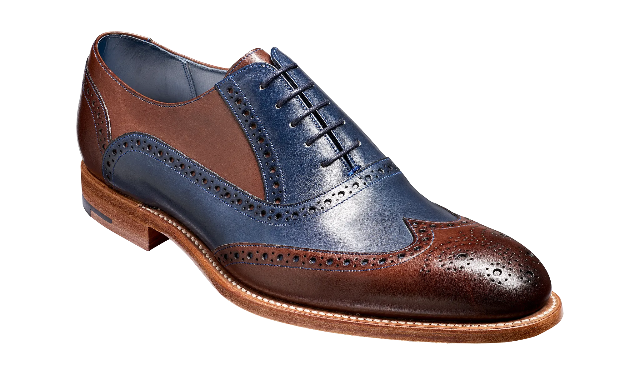 Barker Valiant Full Brogue Oxford Shoe - Ebony / Navy Hand Painted