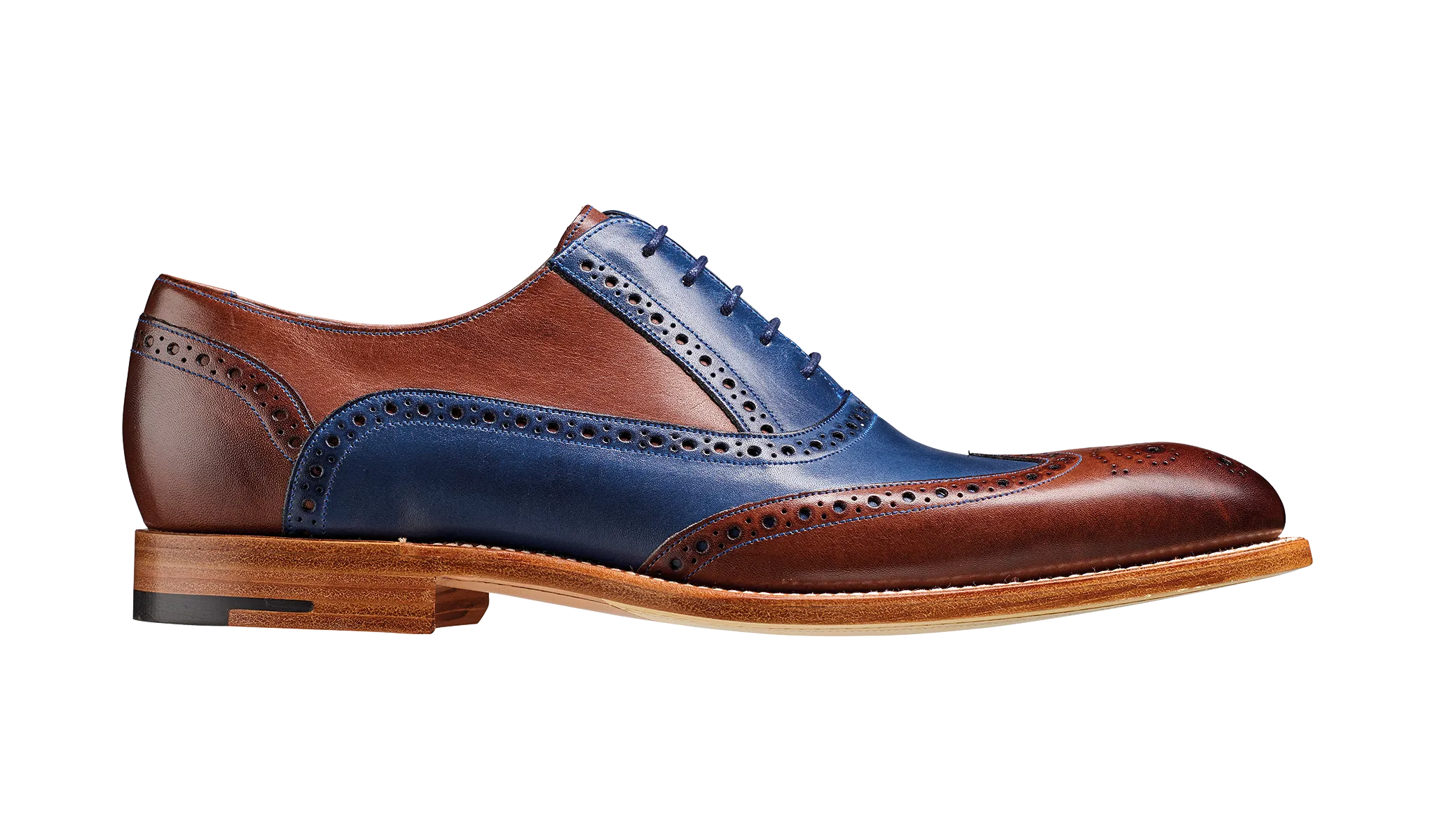 Barker Valiant Full Brogue Oxford Shoe - Ebony / Navy Hand Painted