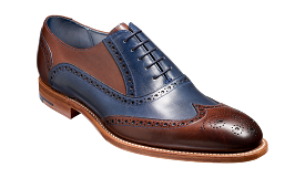 Barker Valiant Full Brogue Oxford Shoe - Ebony / Navy Hand Painted