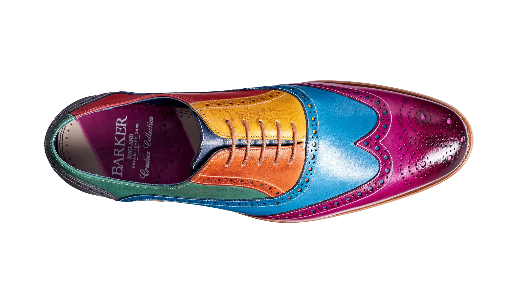 Barker Valiant Full Brogue Oxford Shoe - Multicoloured Hand Painted