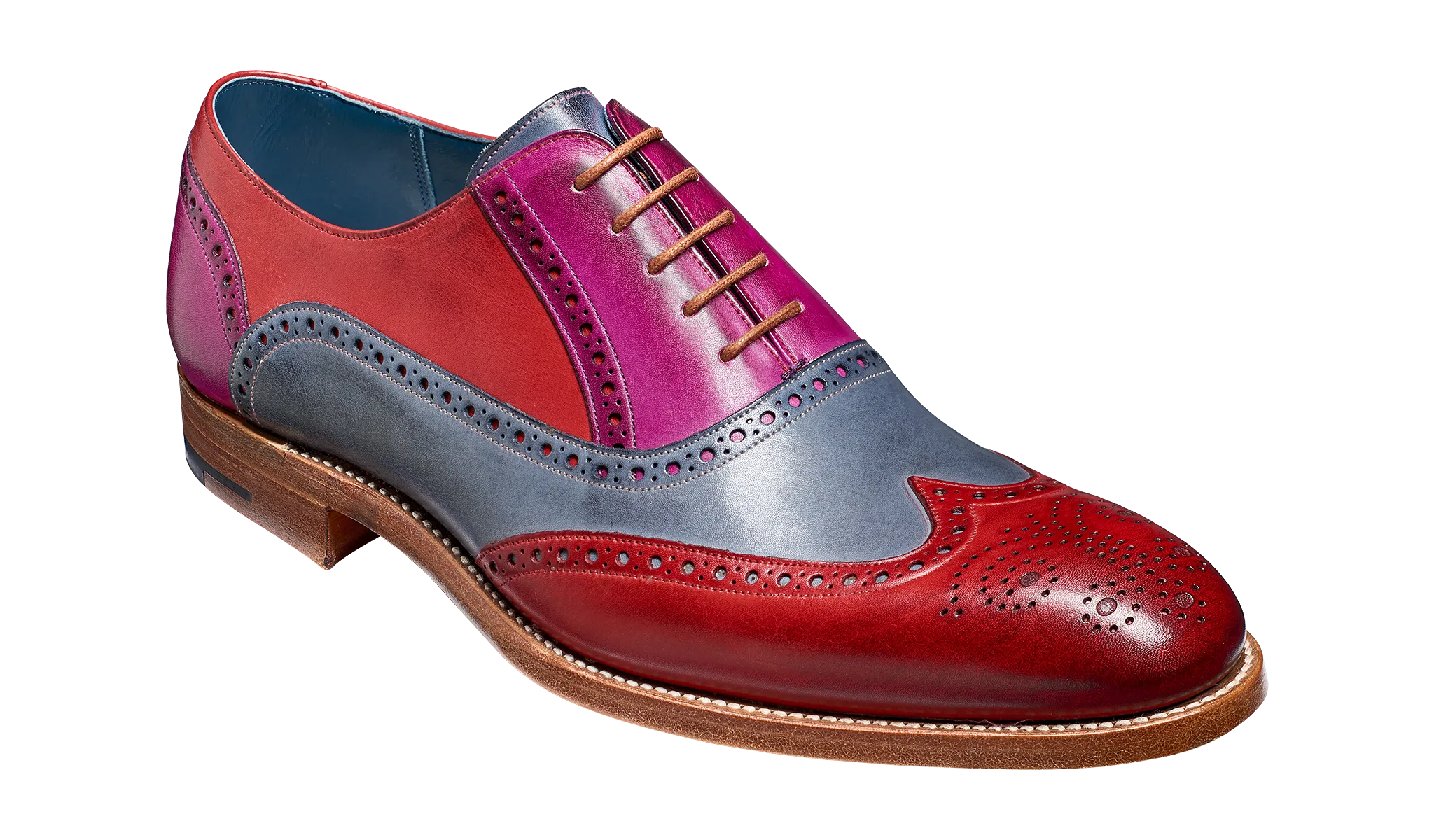 Barker Valiant Full Brogue Oxford Shoe - Red / Grey / Purple Hand Painted