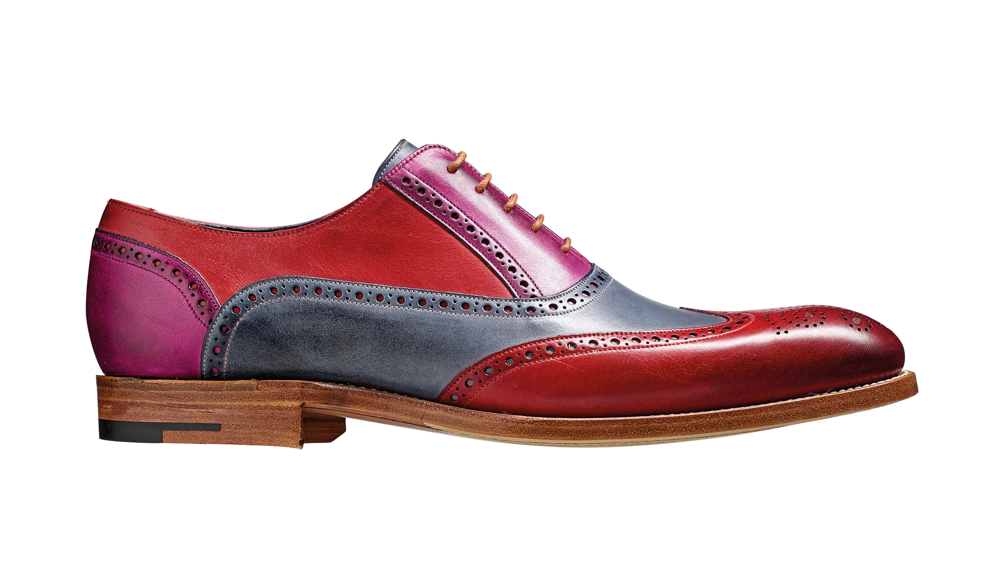 Barker Valiant Full Brogue Oxford Shoe - Red / Grey / Purple Hand Painted