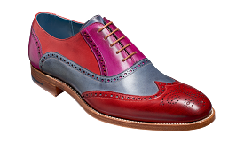 Barker Valiant Full Brogue Oxford Shoe - Red / Grey / Purple Hand Painted