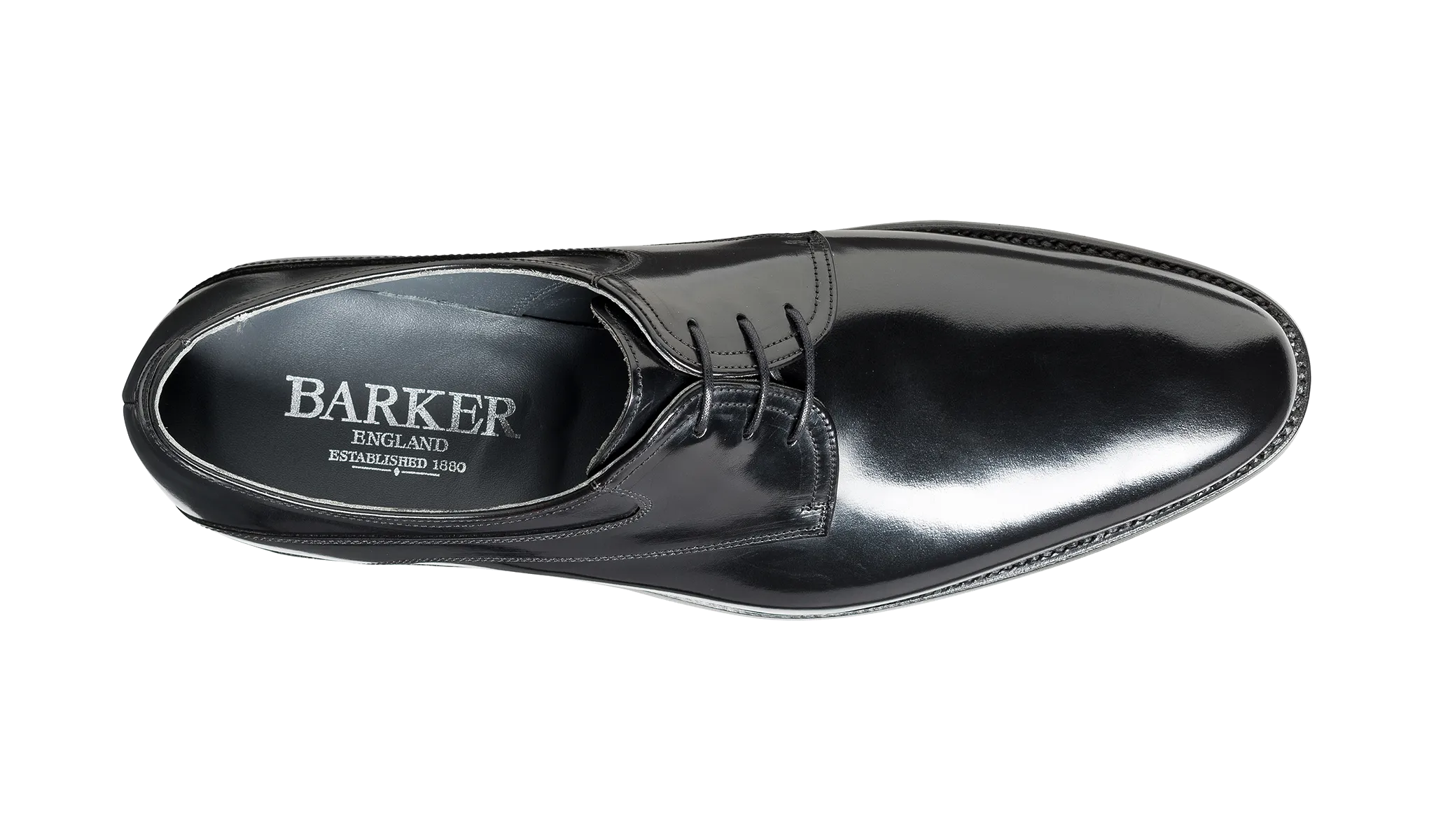 Barker Wickham Plain Fronted Derby - Hi Shine Black