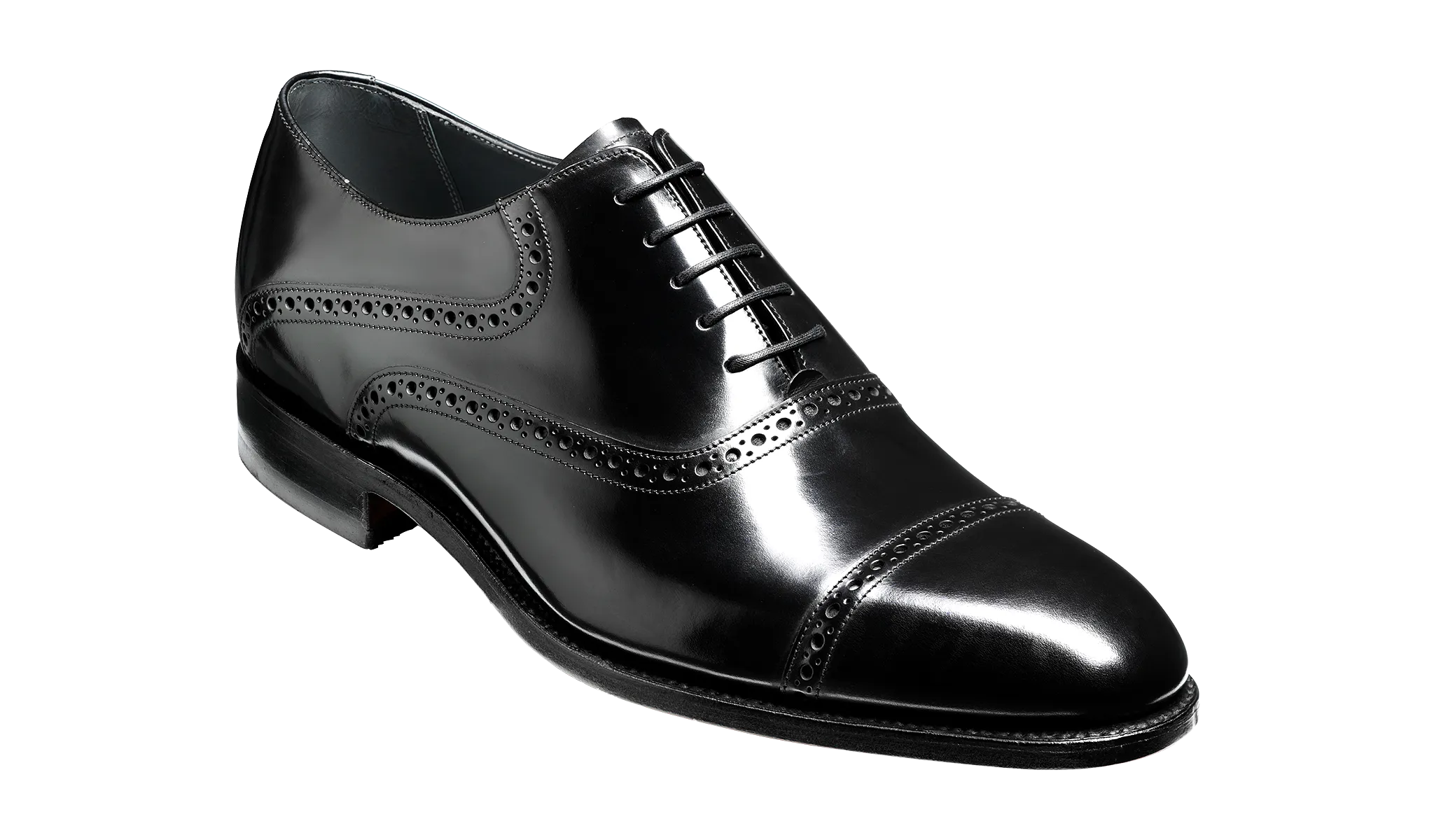 Barker Wilton toe- cap Oxford Shoe - Hi Shine Black