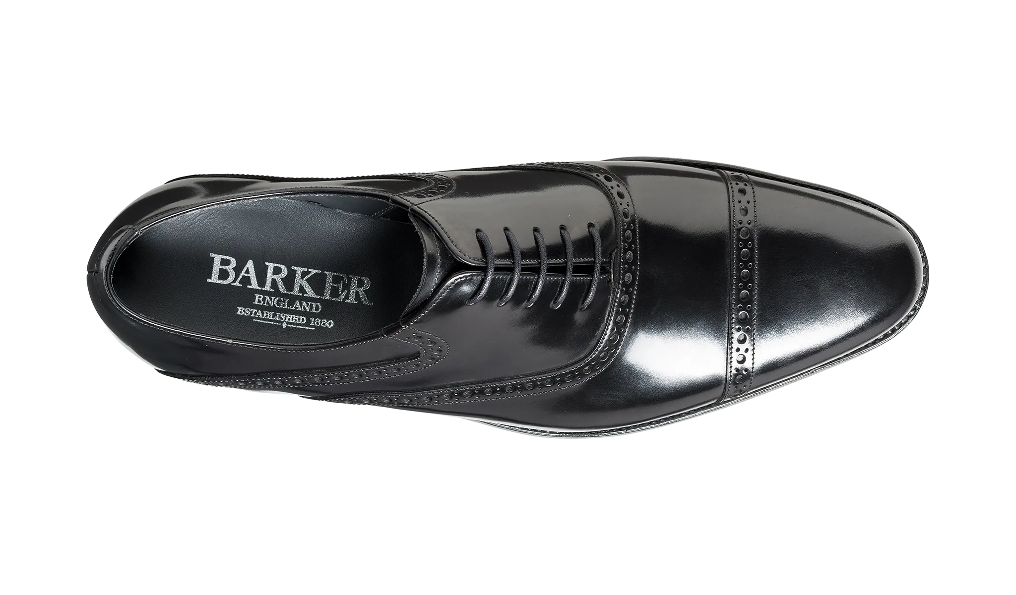 Barker Wilton toe- cap Oxford Shoe - Hi Shine Black