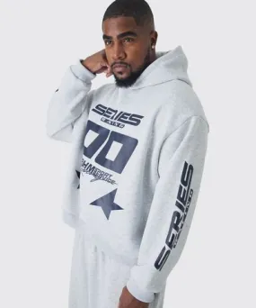 boohooMAN Mens Plus Moto Graphic Oversized Hoodie