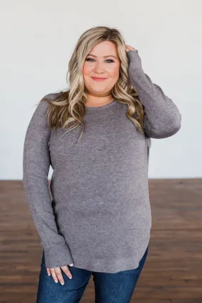 Butter Me Up Knit Sweater- Charcoal