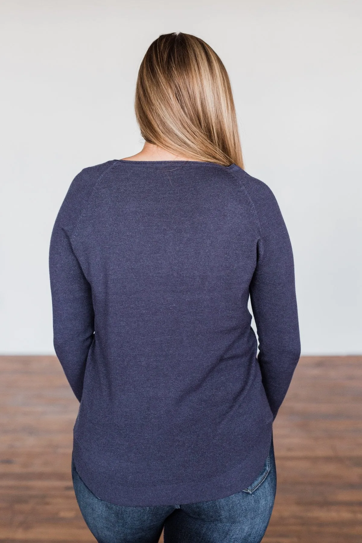 Butter Me Up Knit Sweater- Indigo