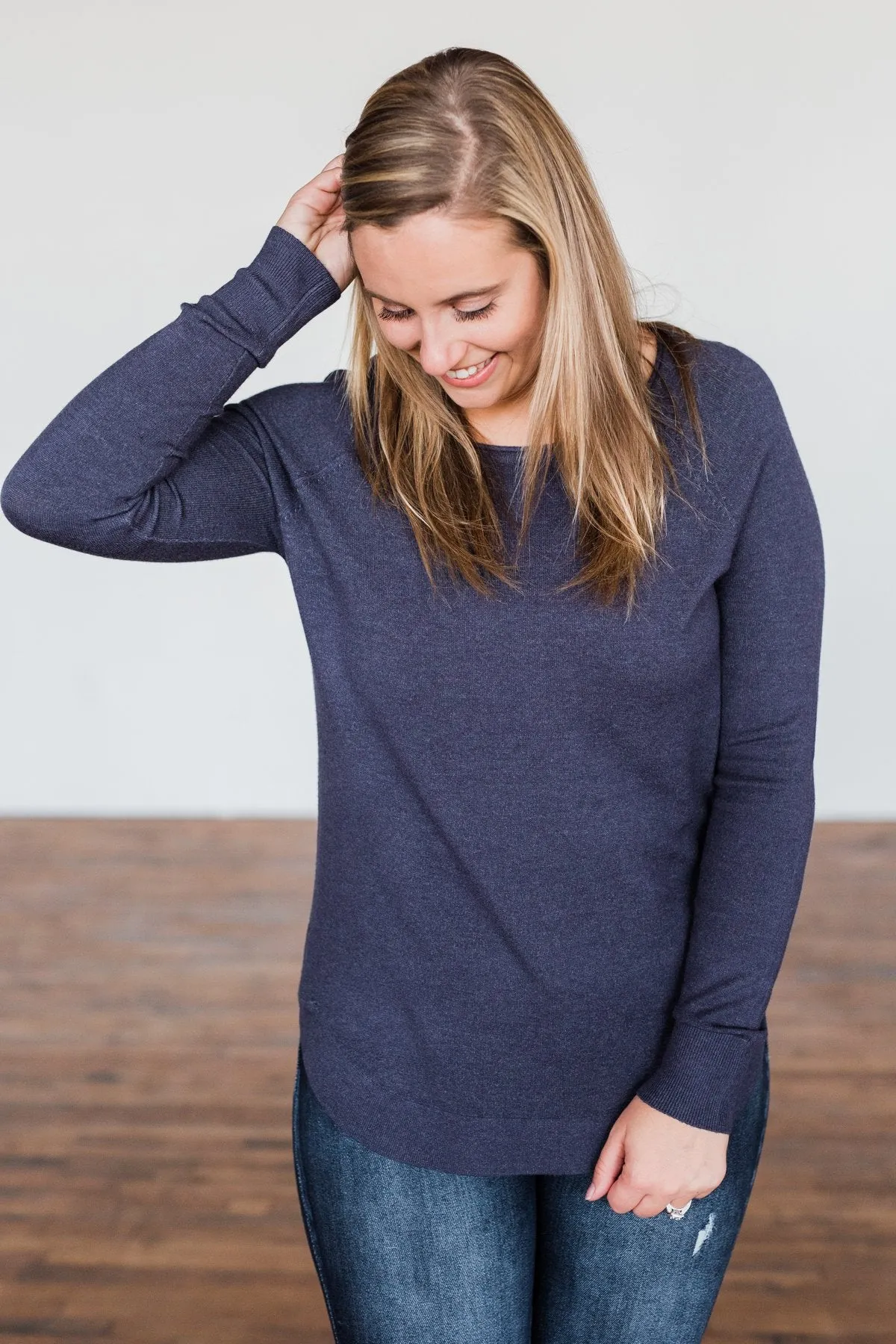 Butter Me Up Knit Sweater- Indigo