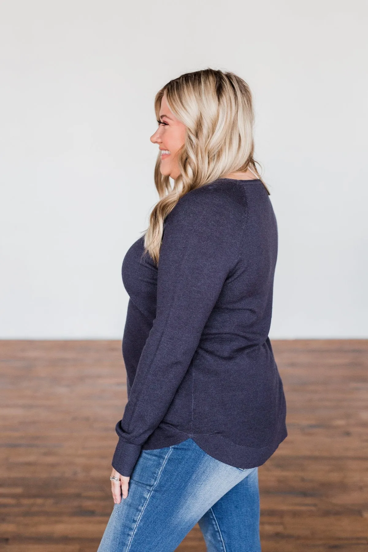 Butter Me Up Knit Sweater- Indigo