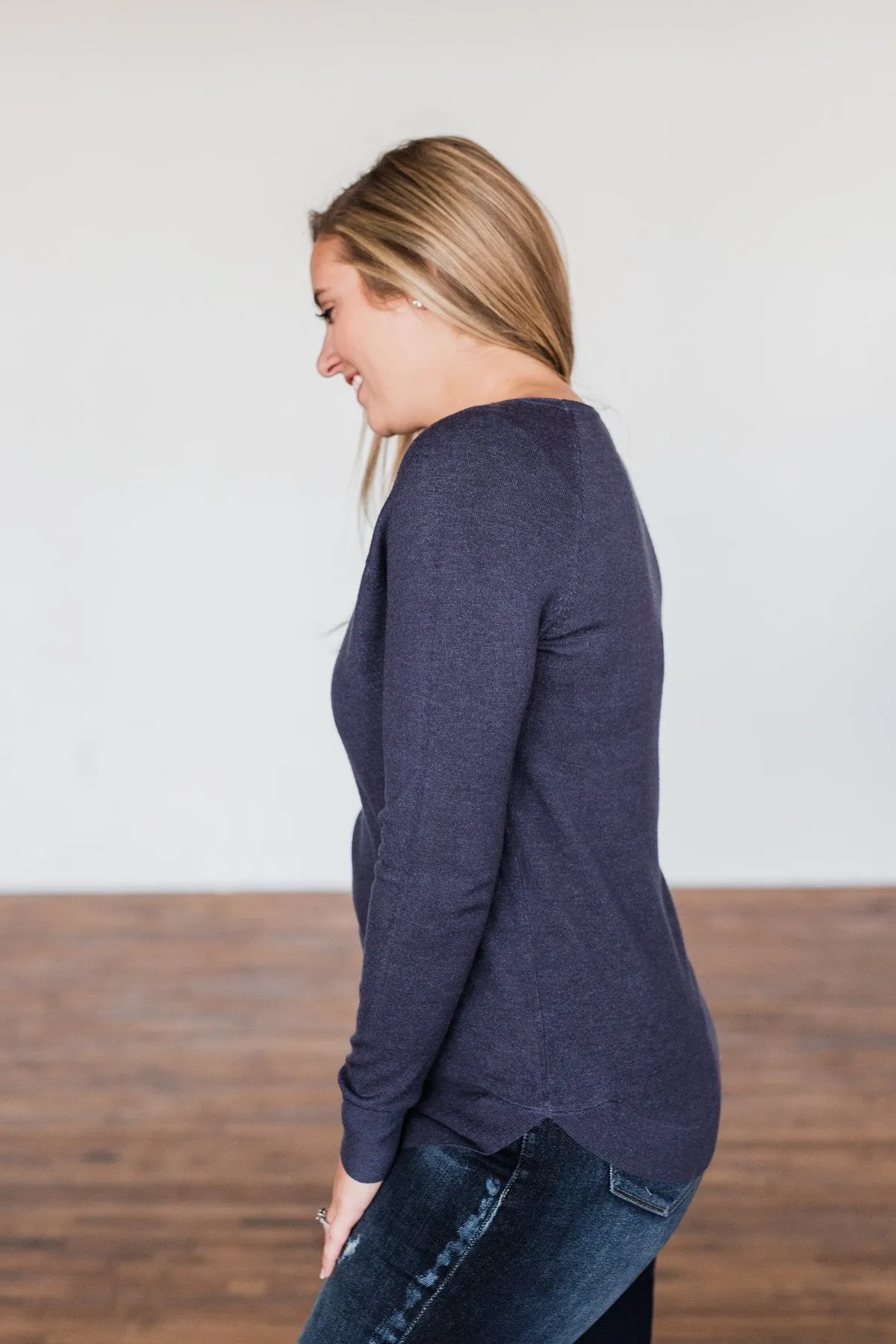 Butter Me Up Knit Sweater- Indigo