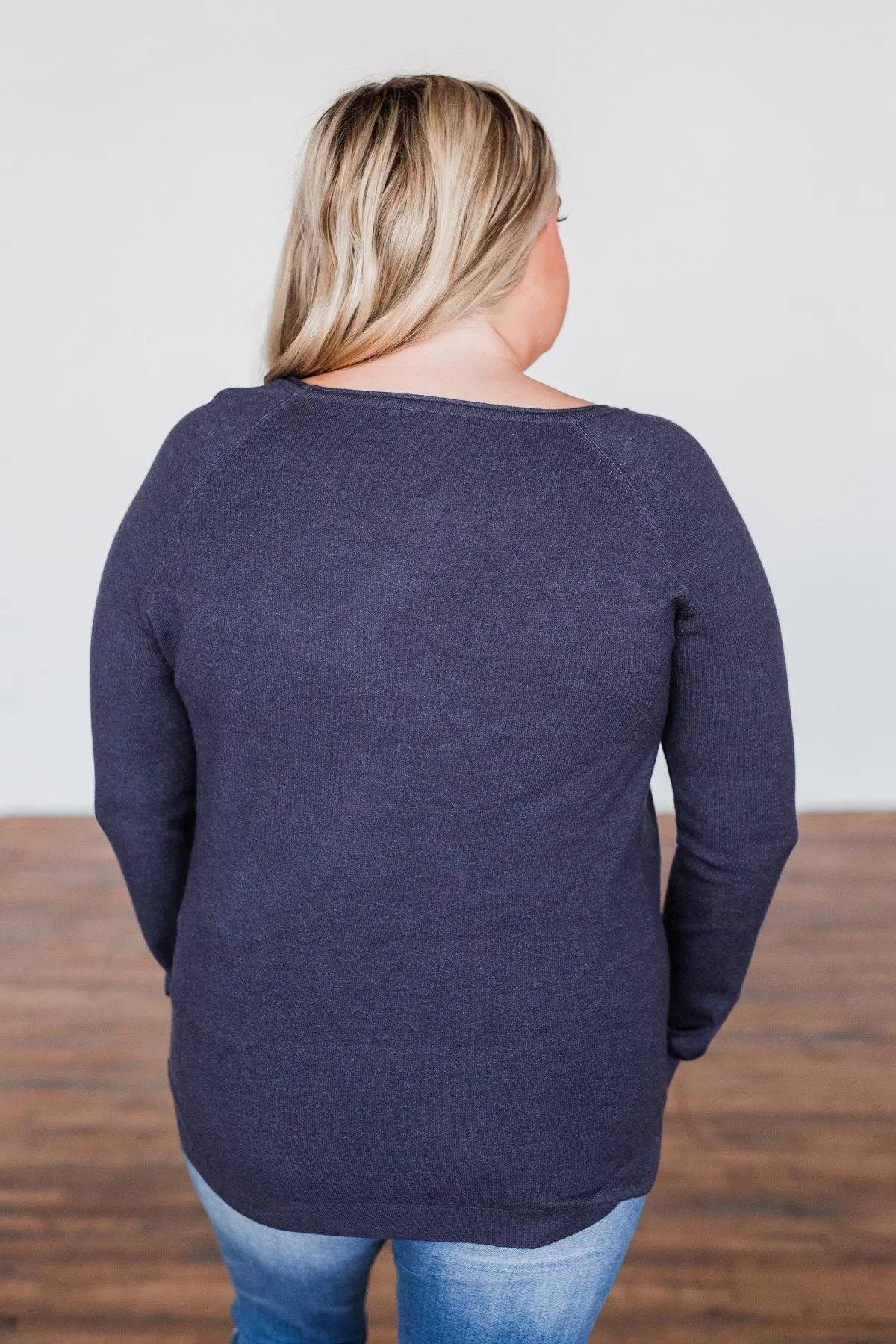 Butter Me Up Knit Sweater- Indigo