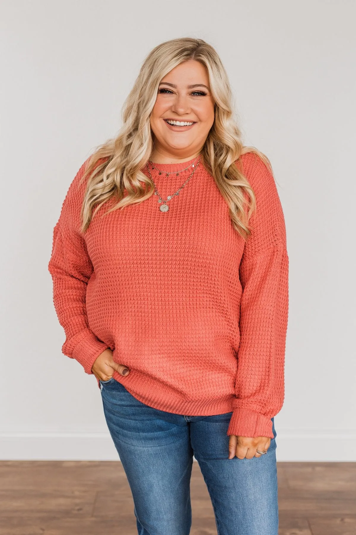 Captivating In Color Knit Sweater- Coral