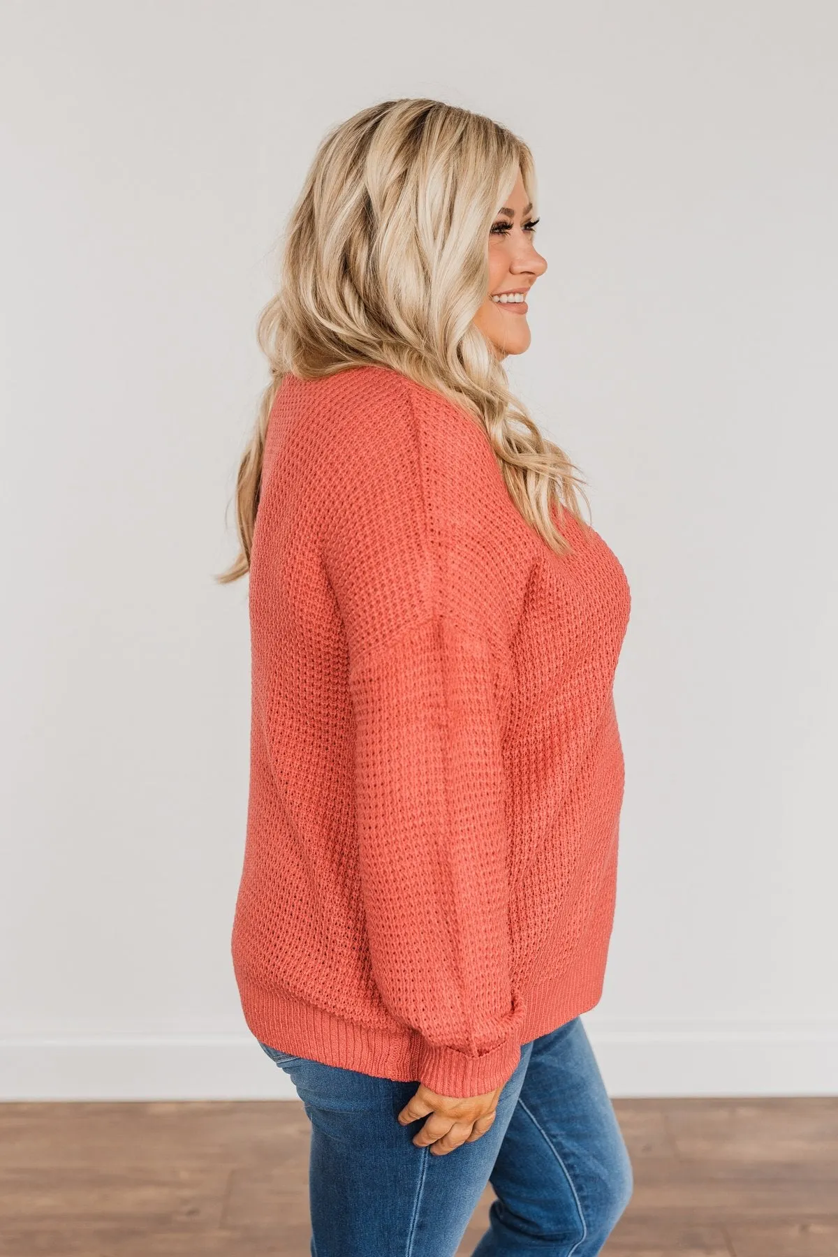 Captivating In Color Knit Sweater- Coral