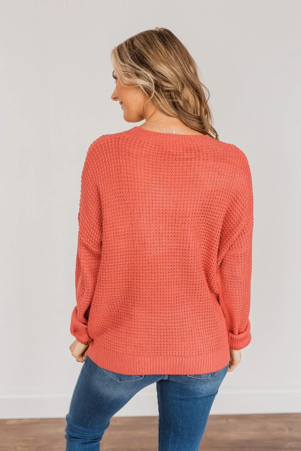 Captivating In Color Knit Sweater- Coral