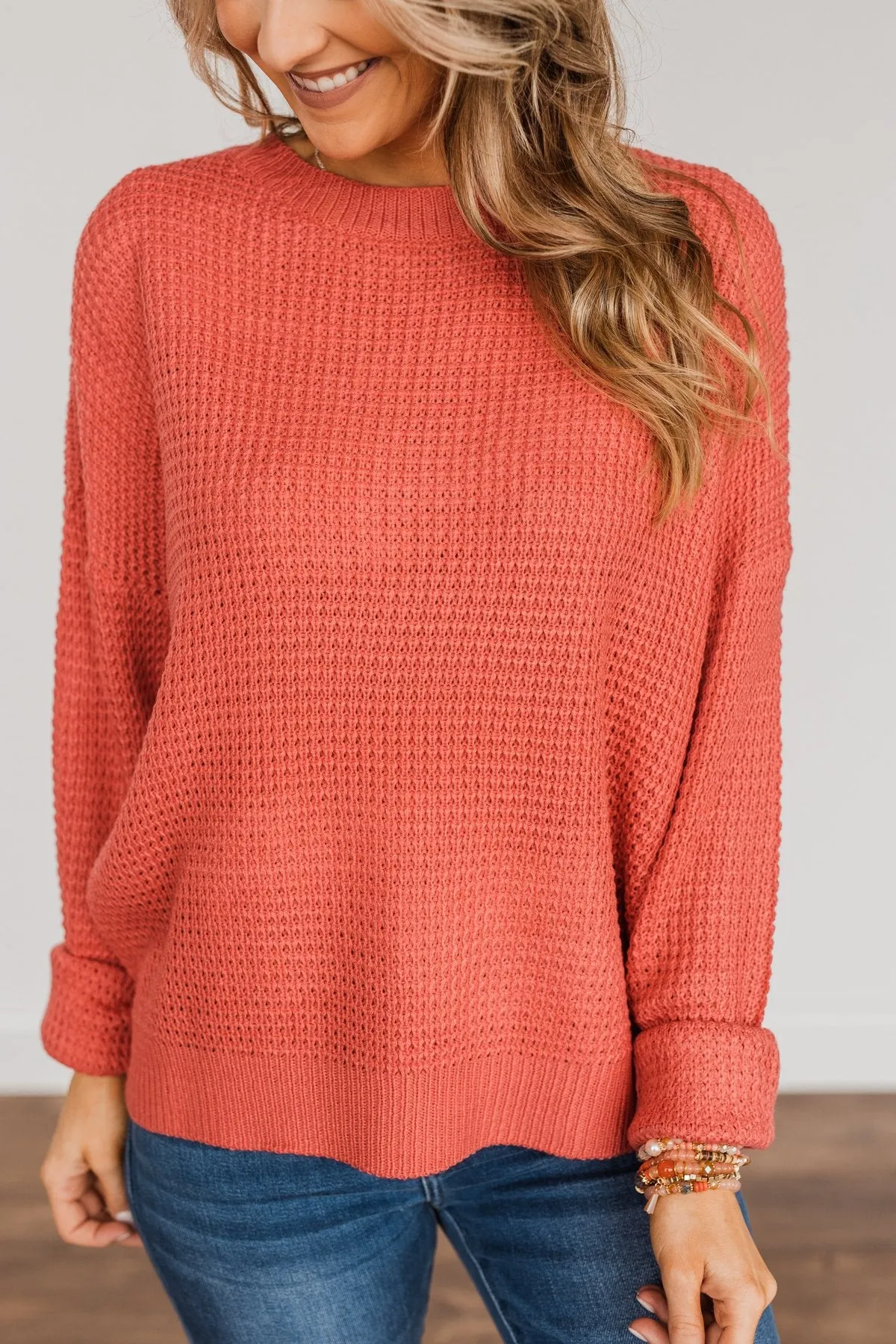 Captivating In Color Knit Sweater- Coral