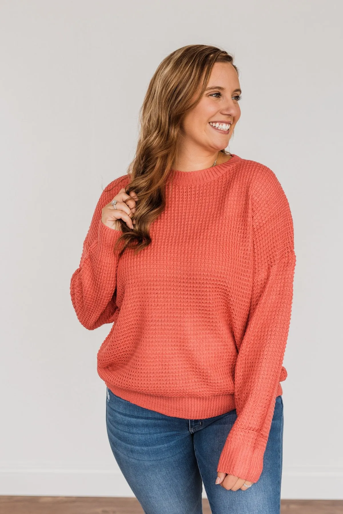 Captivating In Color Knit Sweater- Coral