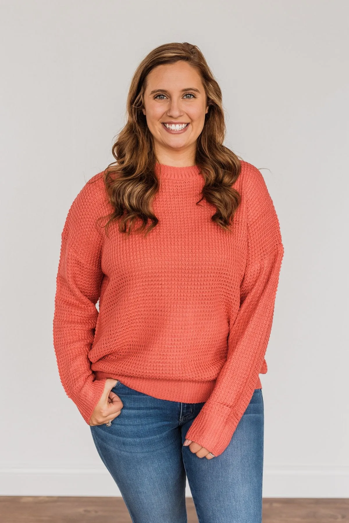 Captivating In Color Knit Sweater- Coral