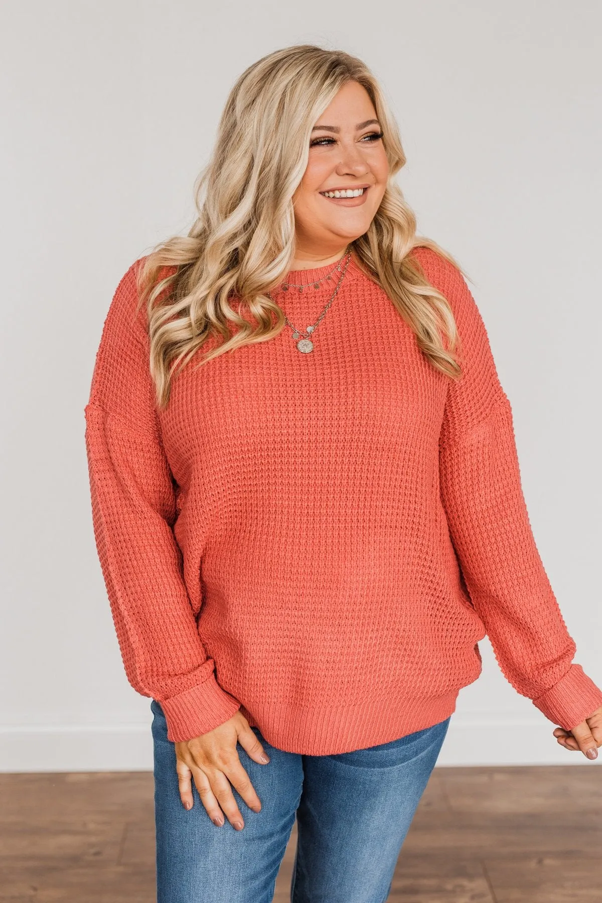 Captivating In Color Knit Sweater- Coral