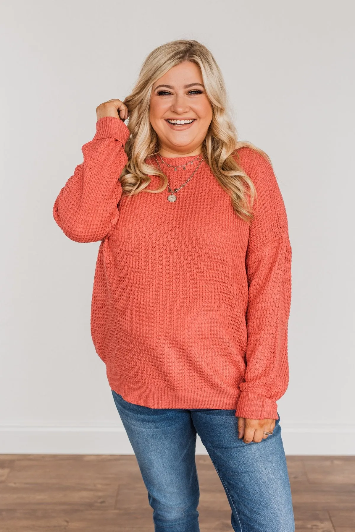 Captivating In Color Knit Sweater- Coral