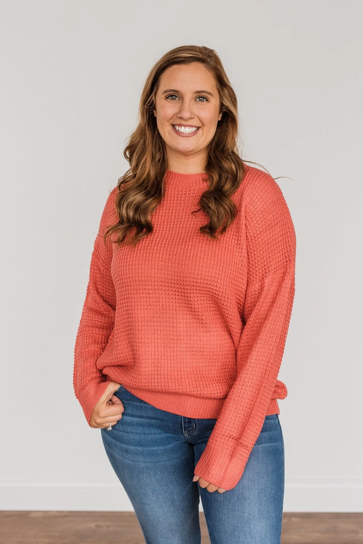 Captivating In Color Knit Sweater- Coral