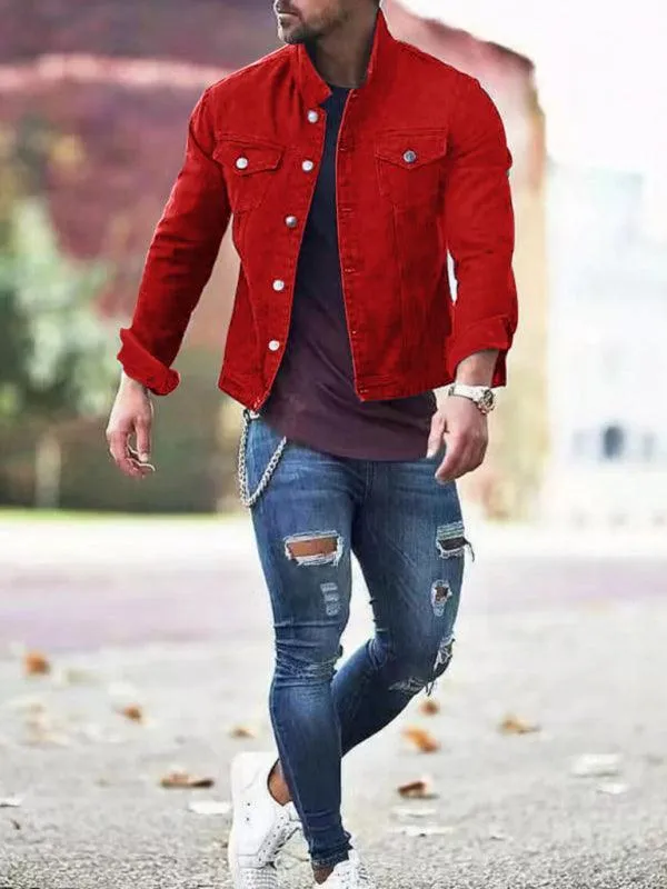 Casual Slim Multi-Pocket Men Denim Jacket