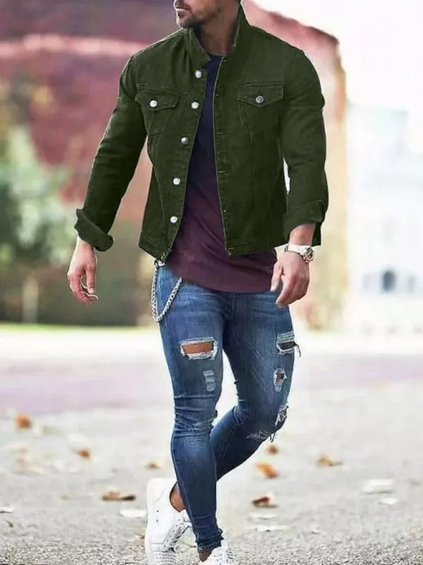 Casual Slim Multi-Pocket Men Denim Jacket