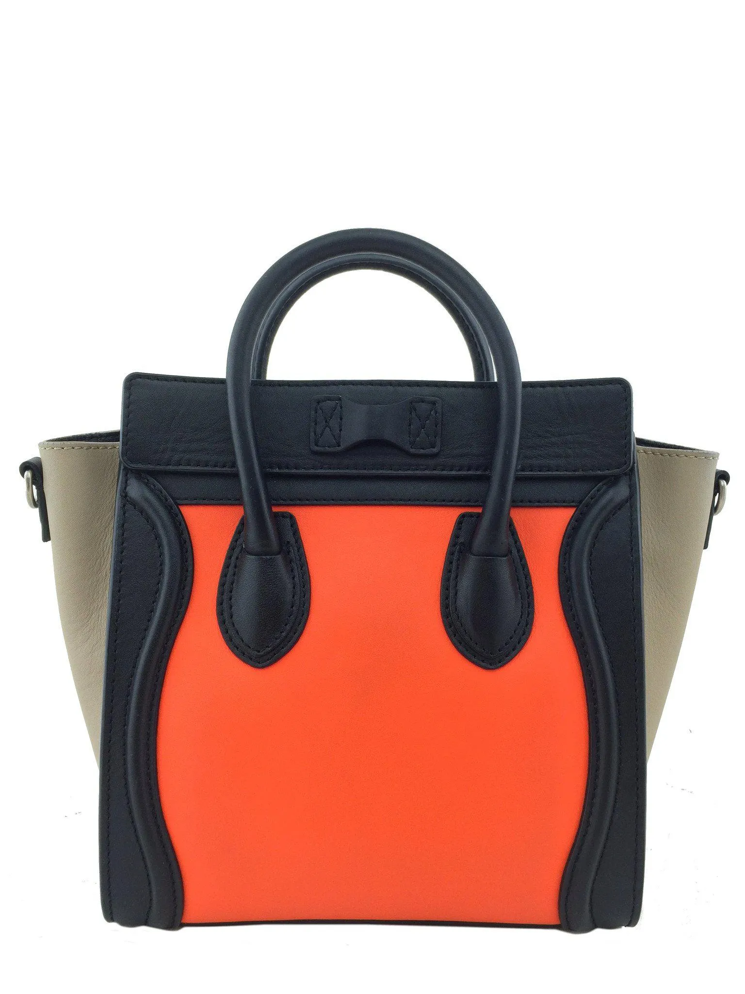 Celine Calfskin Tricolor Nano Luggage Tote Bag