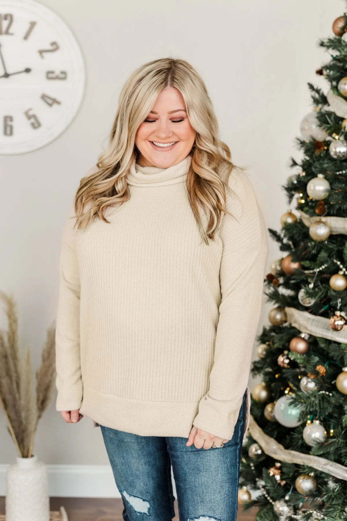 Cherishing Moments Turtle Neck Sweater- Oatmeal