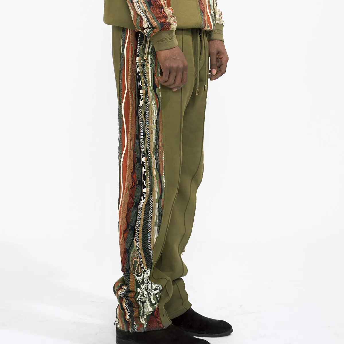 COOGI Sweater Pieced Fleece Jogger- Olive