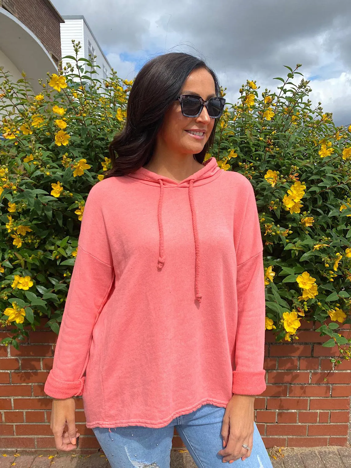 Coral Essential Hi Lo Hoodie Lena