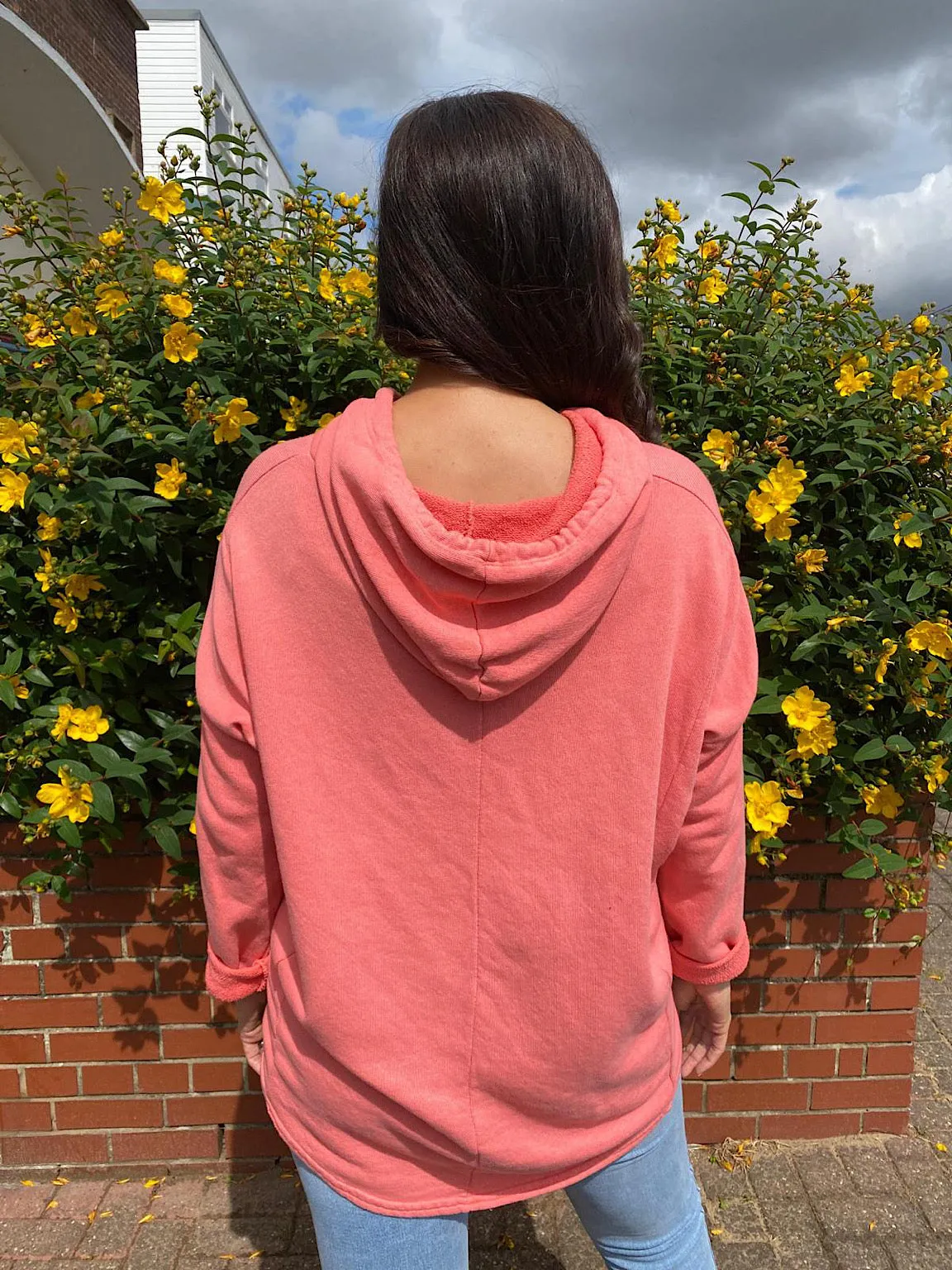 Coral Essential Hi Lo Hoodie Lena