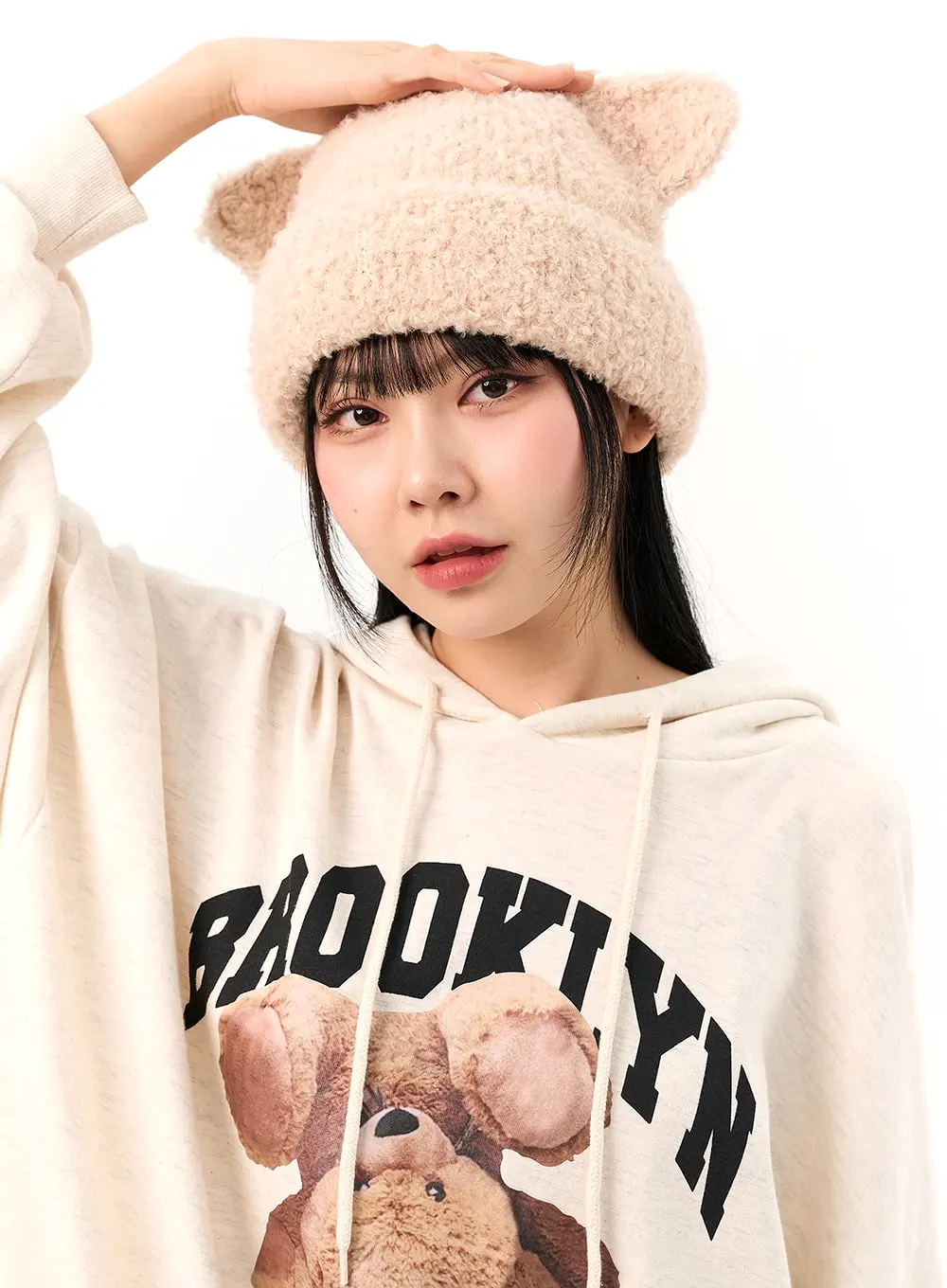 Cute Loose-Fit Graphic Hoodie IO317