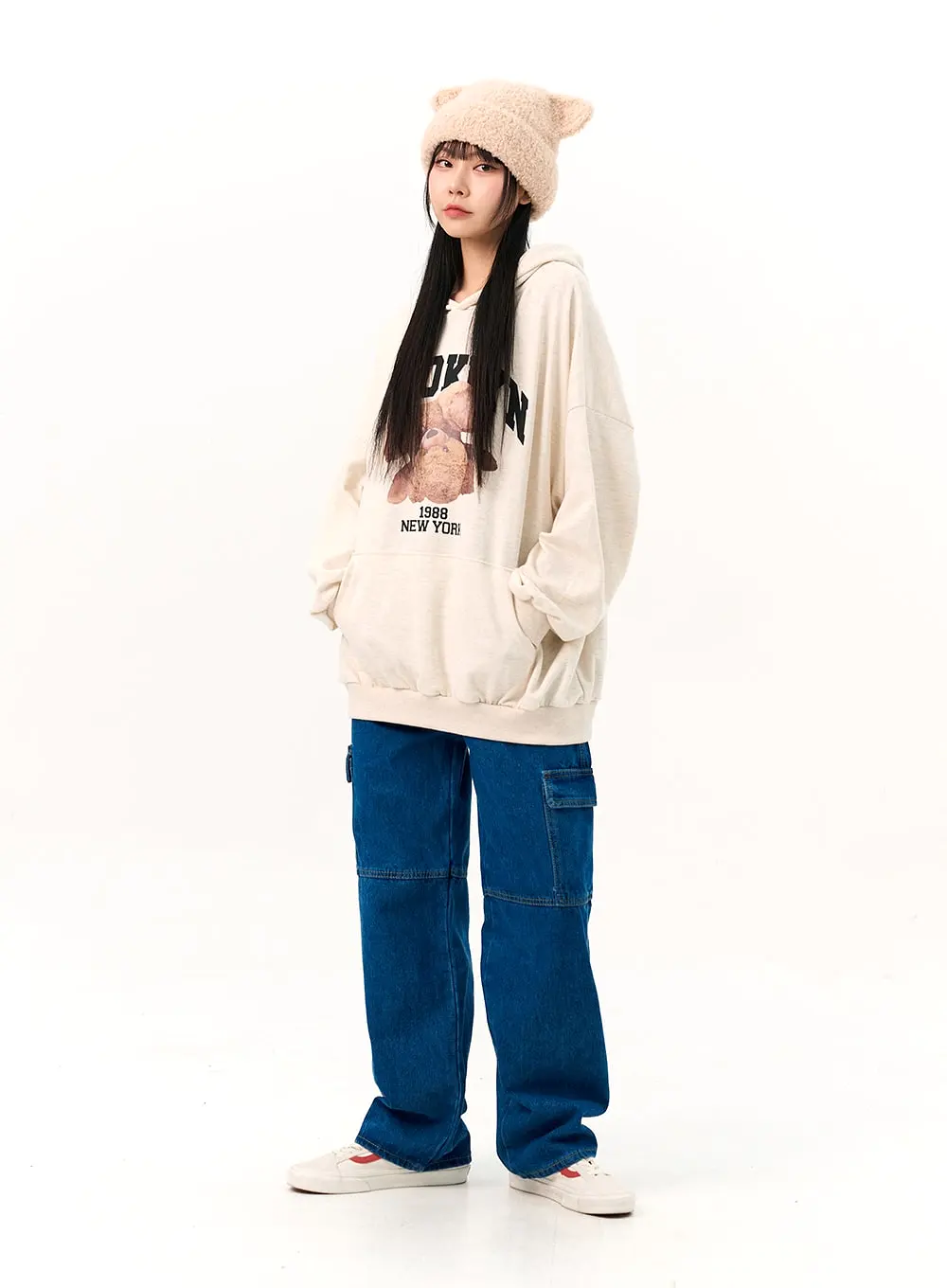 Cute Loose-Fit Graphic Hoodie IO317