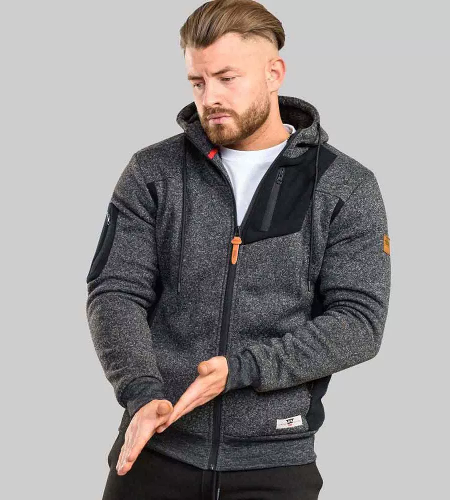 D555 Tall Mens Zip Through Hoodie With Sherpa Lining (CROFTON)