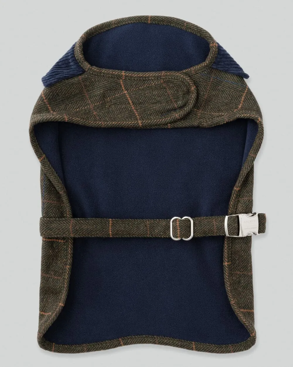 Dark Green Checked Herringbone Tweed Dog Jacket